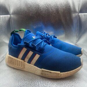 Size 9 Adidas NMD R1 Blue White Mens Low Top Comfort Running‎ Athletic Sneakers